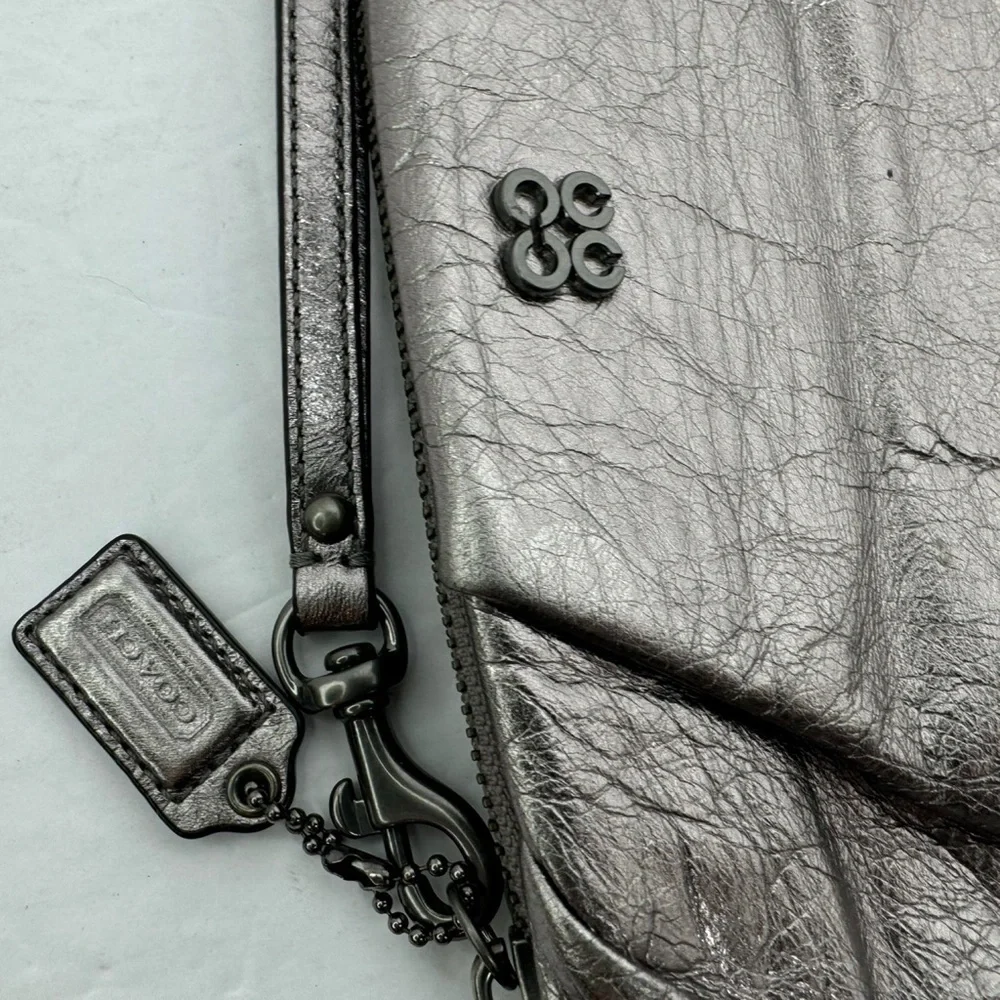 Coach Metallic Gunmetal Clutch Wristlet Bag 44470